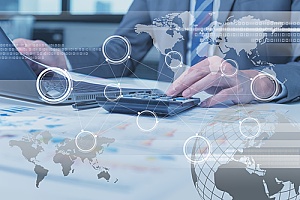 a banker enjoying the benefits of mapping software